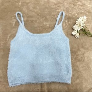 KENDALL & KYLIE Blue Fuzzy Tank Top